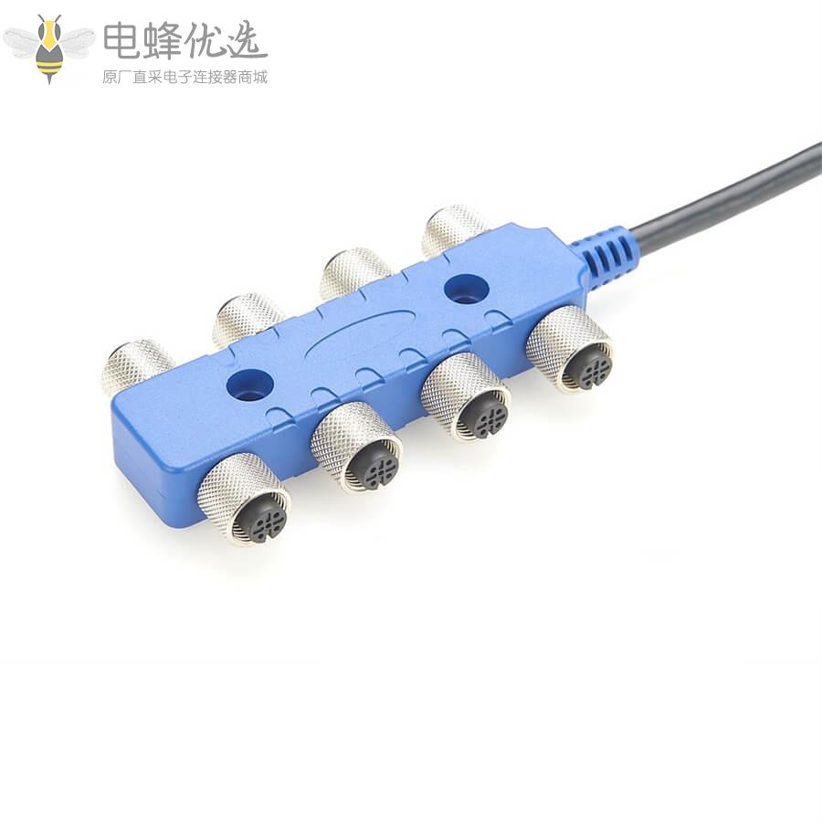 8通船用NMEA_2000网络Drop电缆M12_8母头转1公头线材1米总线电缆防水游艇电源线接头