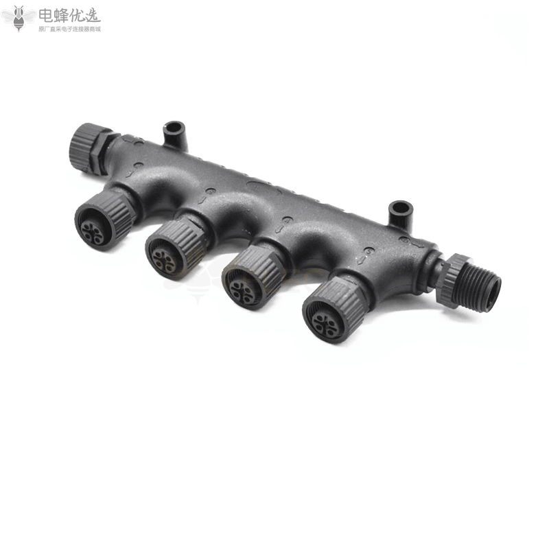 NMEA2000_T型6通连接器船舶游艇1公头转5母头m12_5针航空接头插头