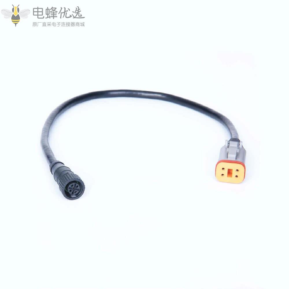 Nmea_2000船舶连接器5芯M12转Dt06_4s连接器接0.1m线材