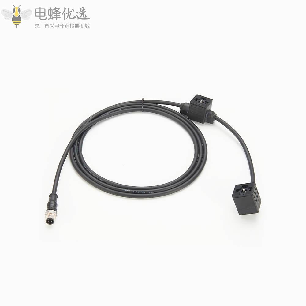 M12公头5芯转双DIN43650阀门连接器A型插头