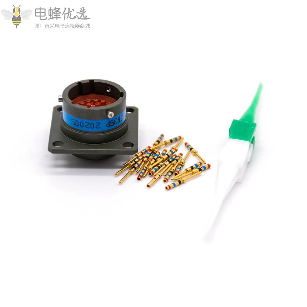 D38999卡口式连接器22芯N键位12号壳体针式方形法兰插座