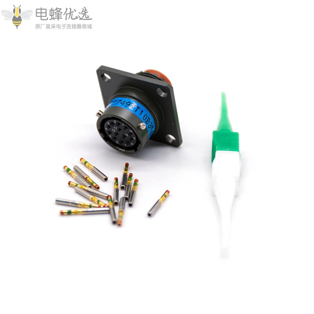 D38999连接器卡口式插头13芯孔式N键位10号壳体方形法兰插座