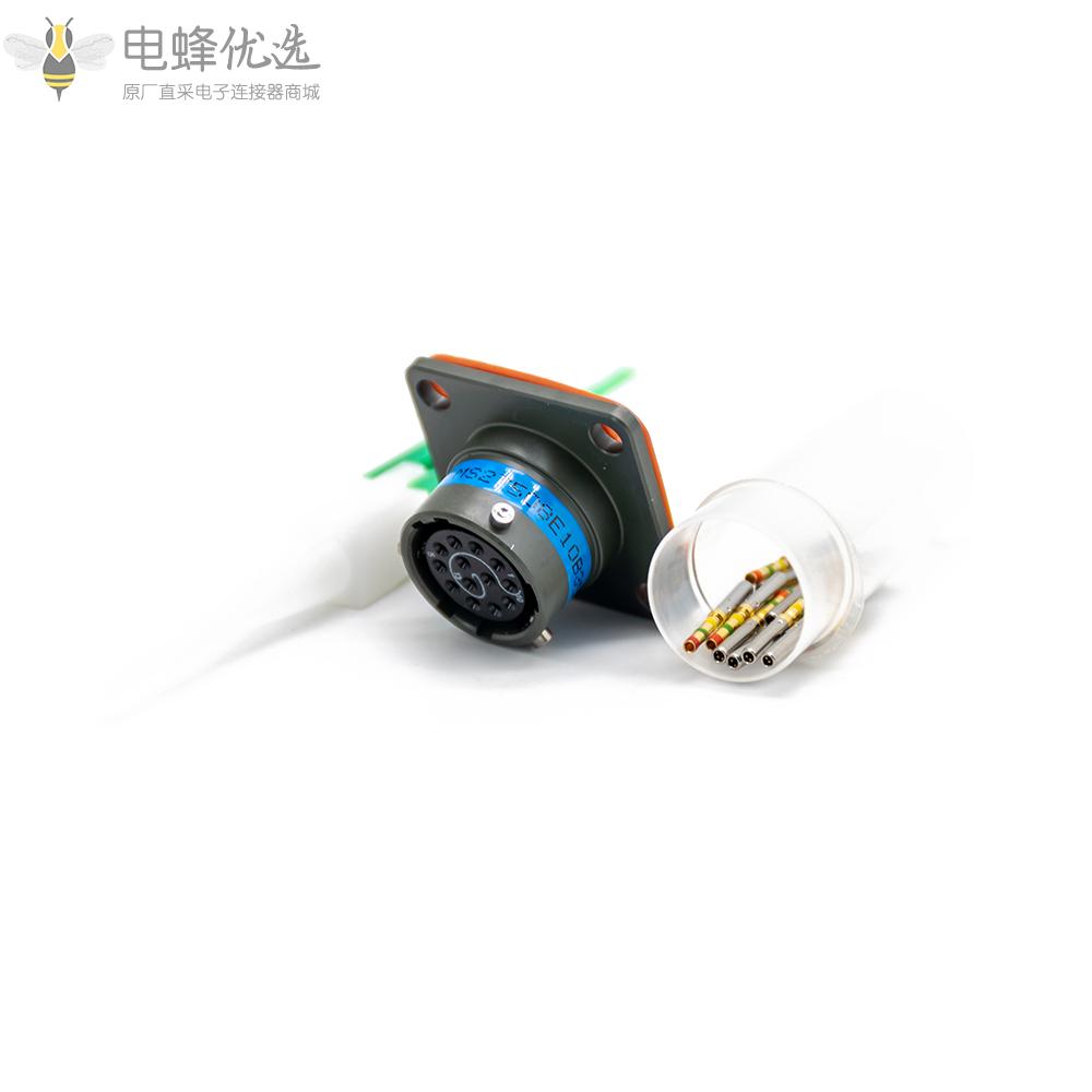 D38999卡口式连接器N键位10号壳体13芯孔式方形法兰插座