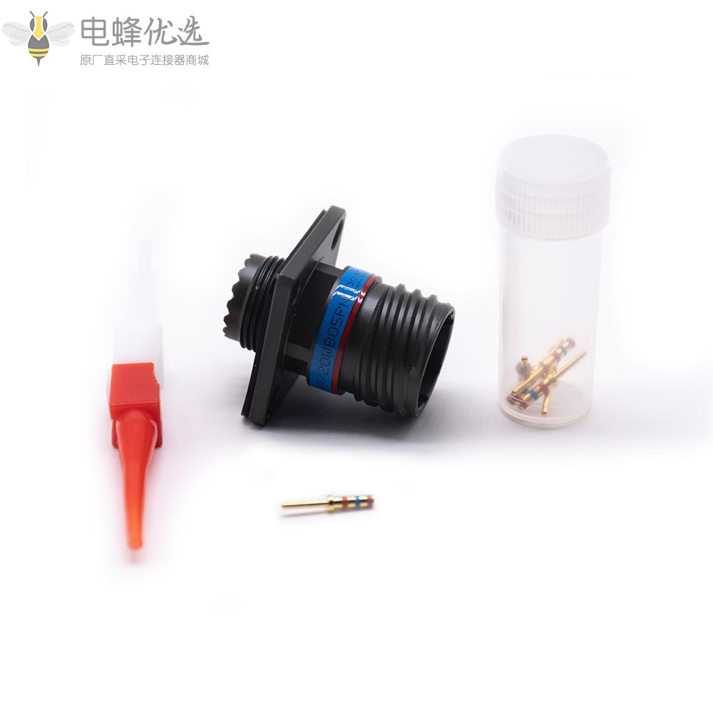 D38999连接器11号壳体5芯方形法兰带针公座N键位