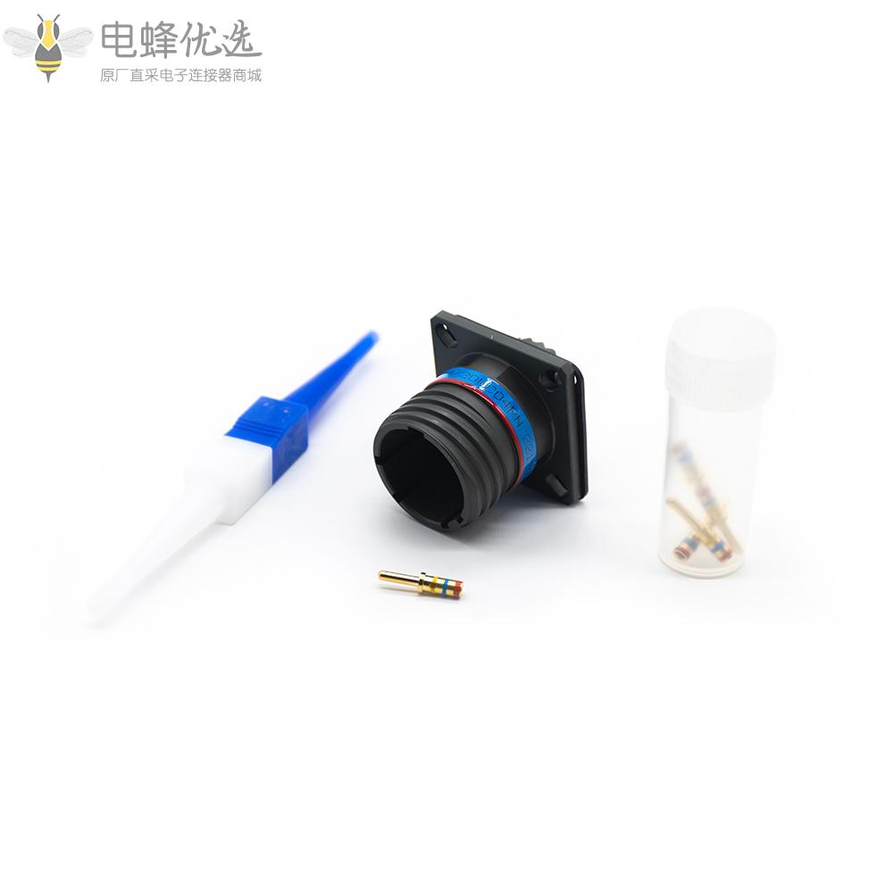 D38999连接器方形法兰4芯N键位13号壳体带针公座