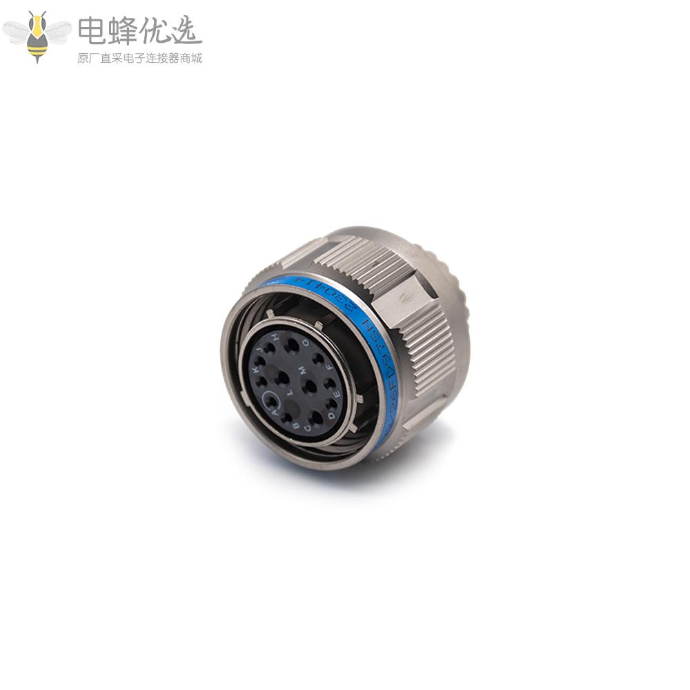 D38999连接器12芯镀镍外壳银色带孔母头15号壳体