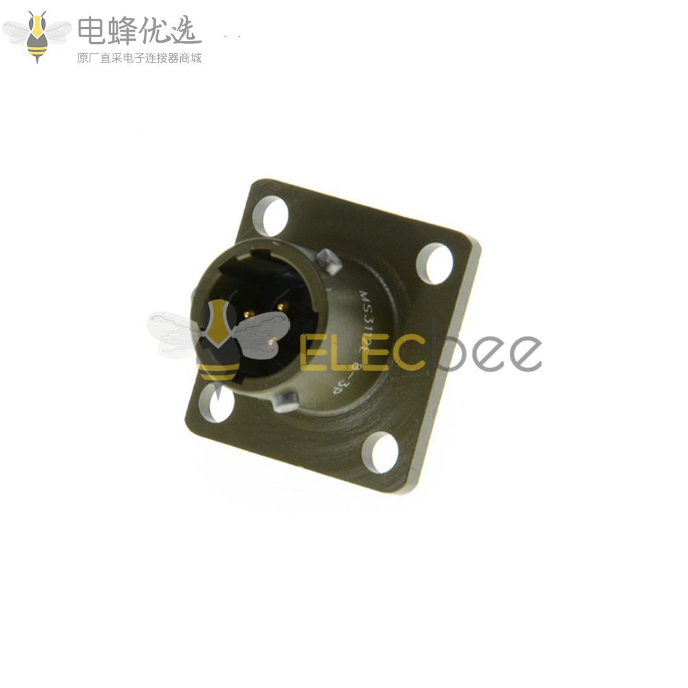 26482连接器卡口式3芯针式方形法兰安装插座8号壳体