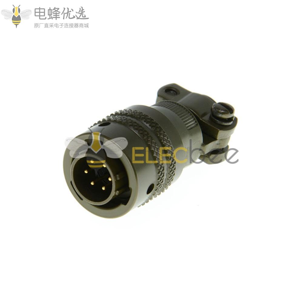 26482连接器直式带线夹6芯公针10号壳体电缆插头