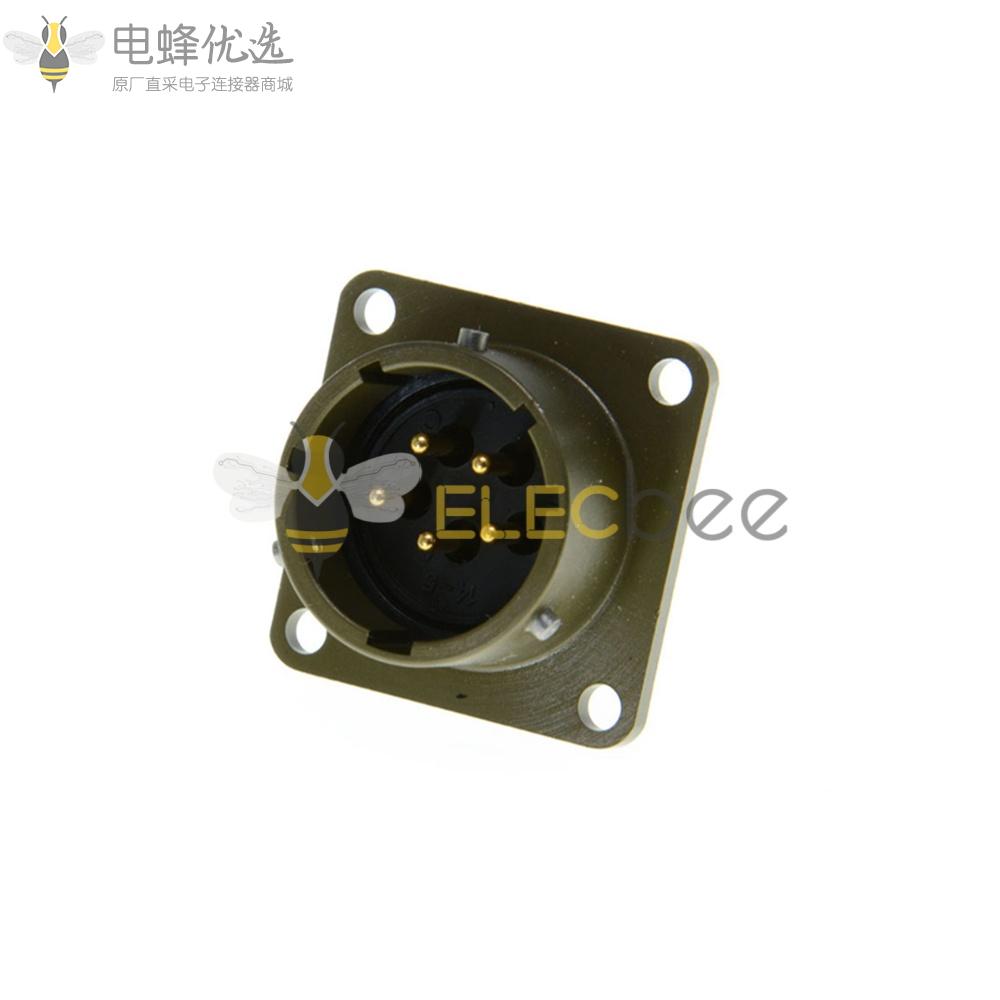 26482连接器5芯针式方形法兰板端公插座14号壳体