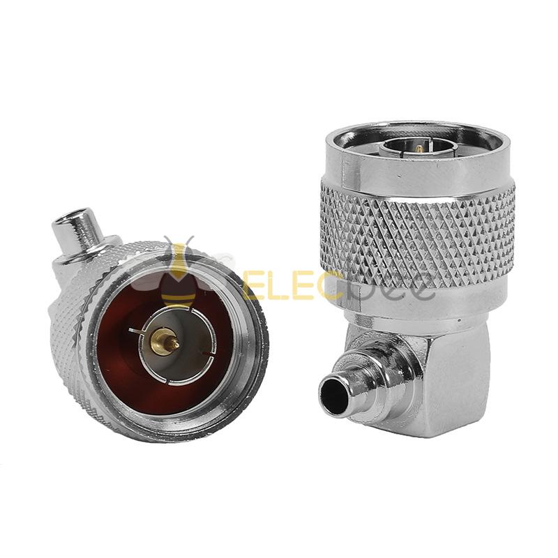 N-JWB3全铜镀镍 N型弯公头接RG402 141半柔半钢线 射频同轴连接器