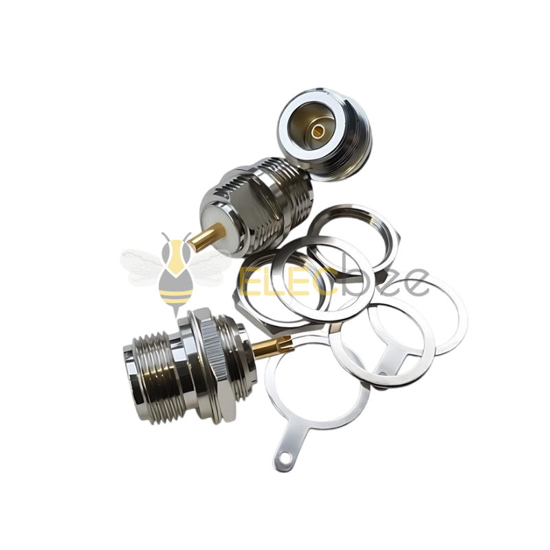 50欧姆N-KF法兰方板母座终端安装N-50KY螺母固定N-KFD微带连接器