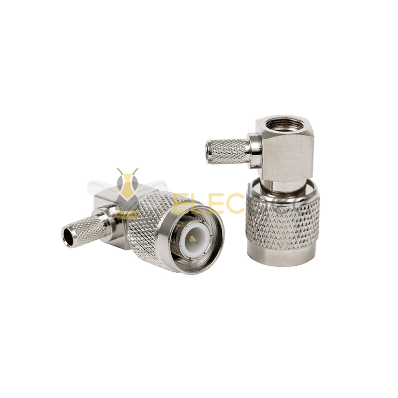 射频同轴连接器TNC-JW-3 TNC弯公头压接RG58 LMR195 50-3线连接头