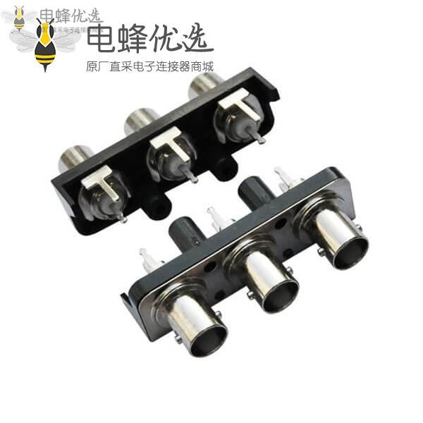 三同轴bnc连接器黑色塑胶外壳直式