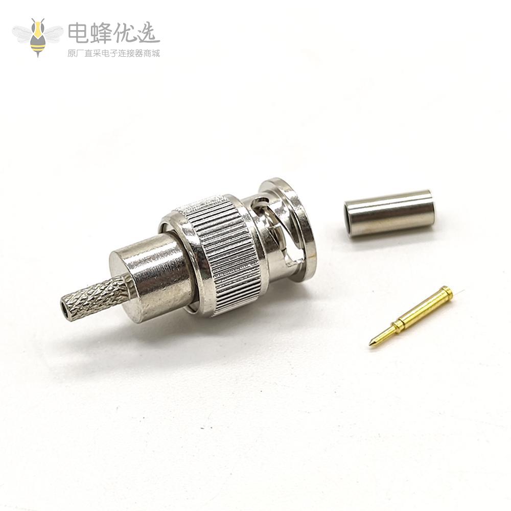 mini BNC接口公头公针直式180度压接式接同轴线缆