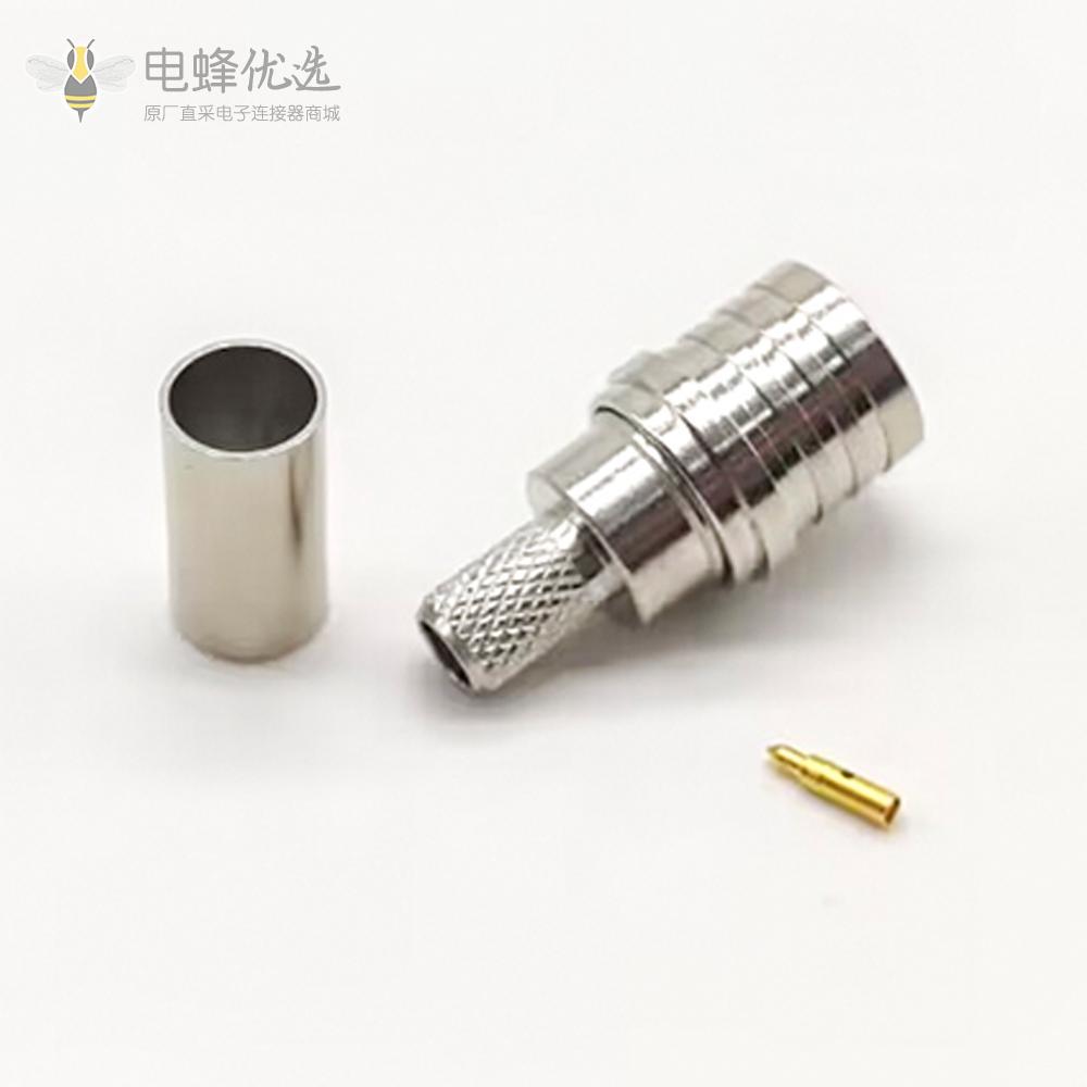 QMA焊接端接50&Omega;电缆安装连接器插头压接接线RG58 C/U