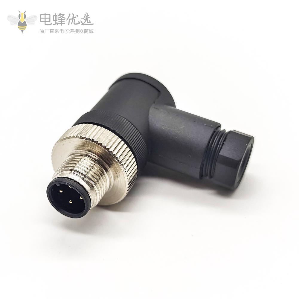 M12 防水塑料接头弯头公头可现场安装传感器圆形连接器