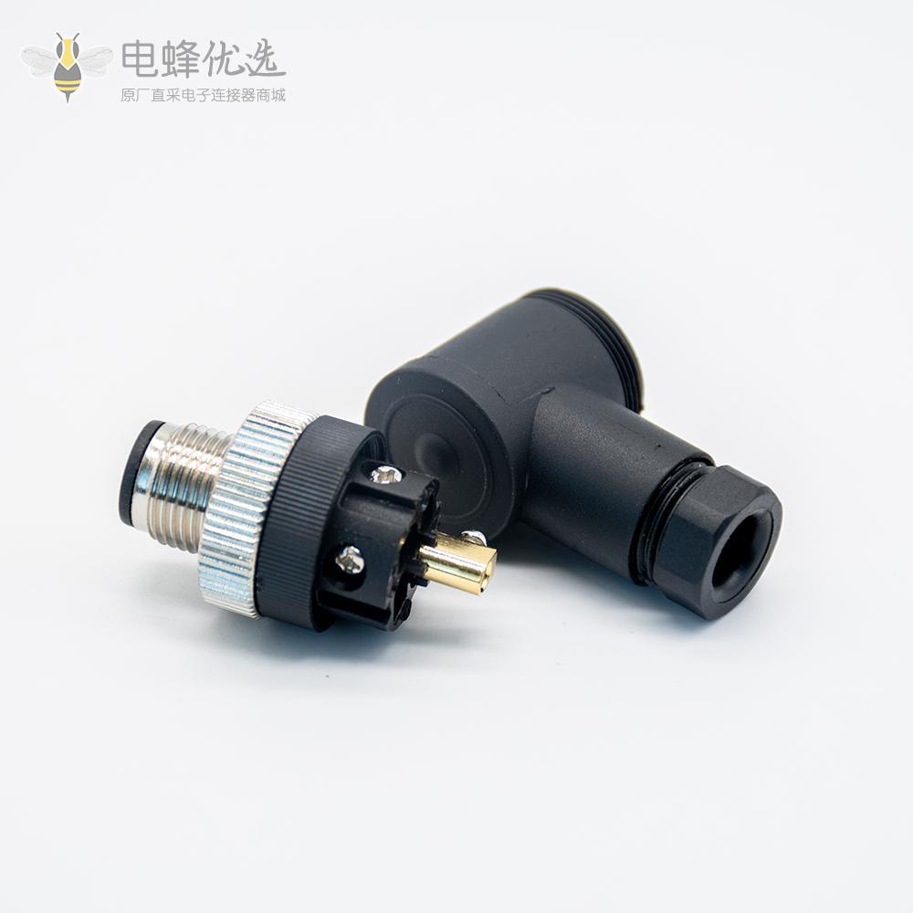M12 5芯公弯头塑料组装插头航空接头