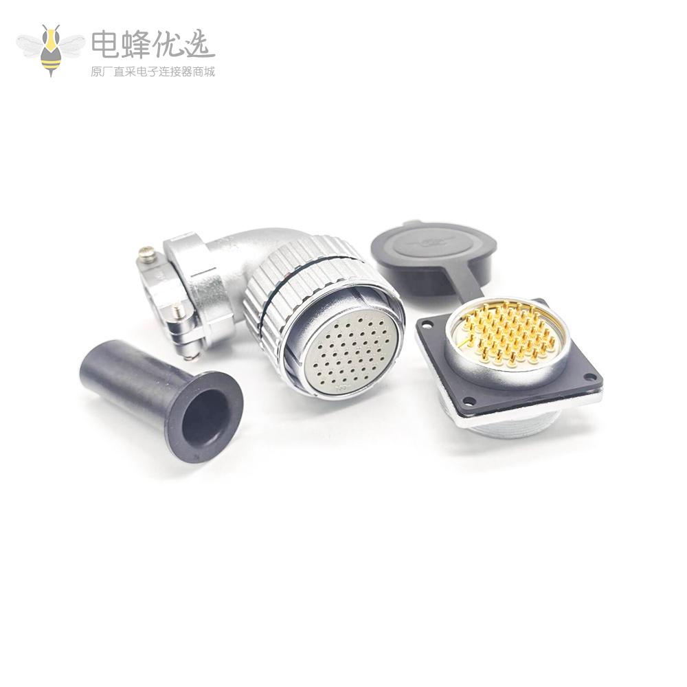 公母插头插座P48 42芯直式插座弯式插头接线连接器