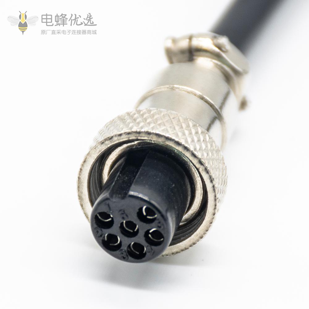 6芯GX12航空头母头延长线6P航空头线束GX12连接线1M