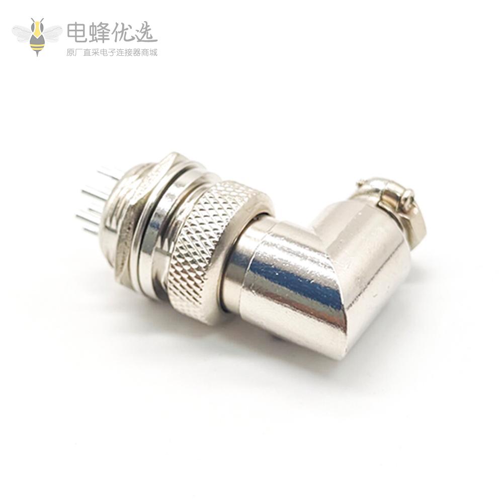 9芯GX16弯式连接器金属防水型公母航空连接器