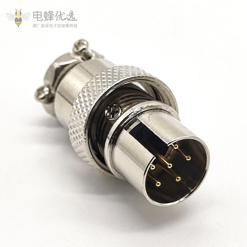 航空插头GX16 6芯反装直式公头接线连接器