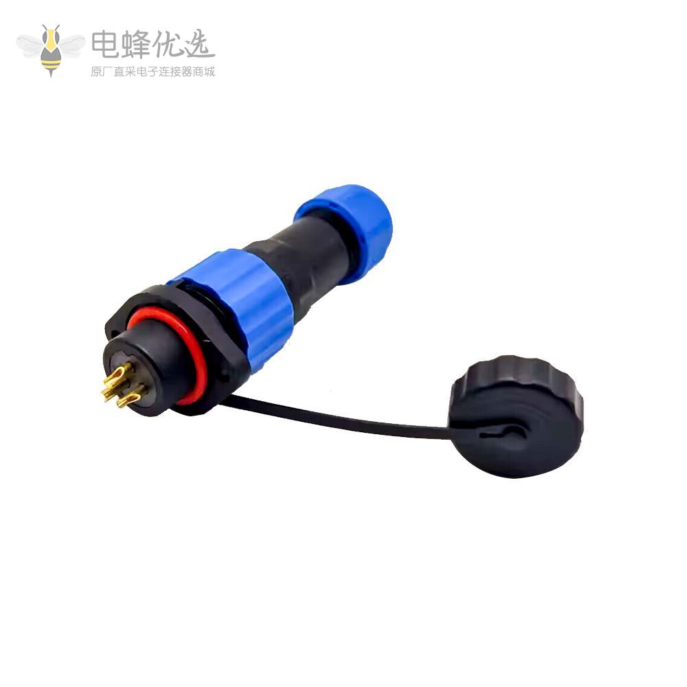 3芯插头SP17系列直式公插头+母菱形插座2孔法兰面板安装