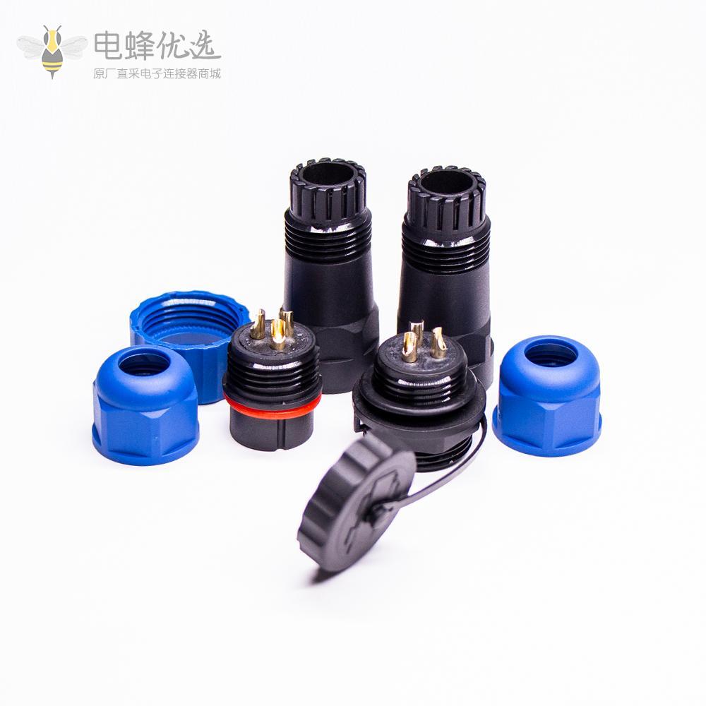 3芯航空插头SP21系列母插头+公插座一对对接款焊接