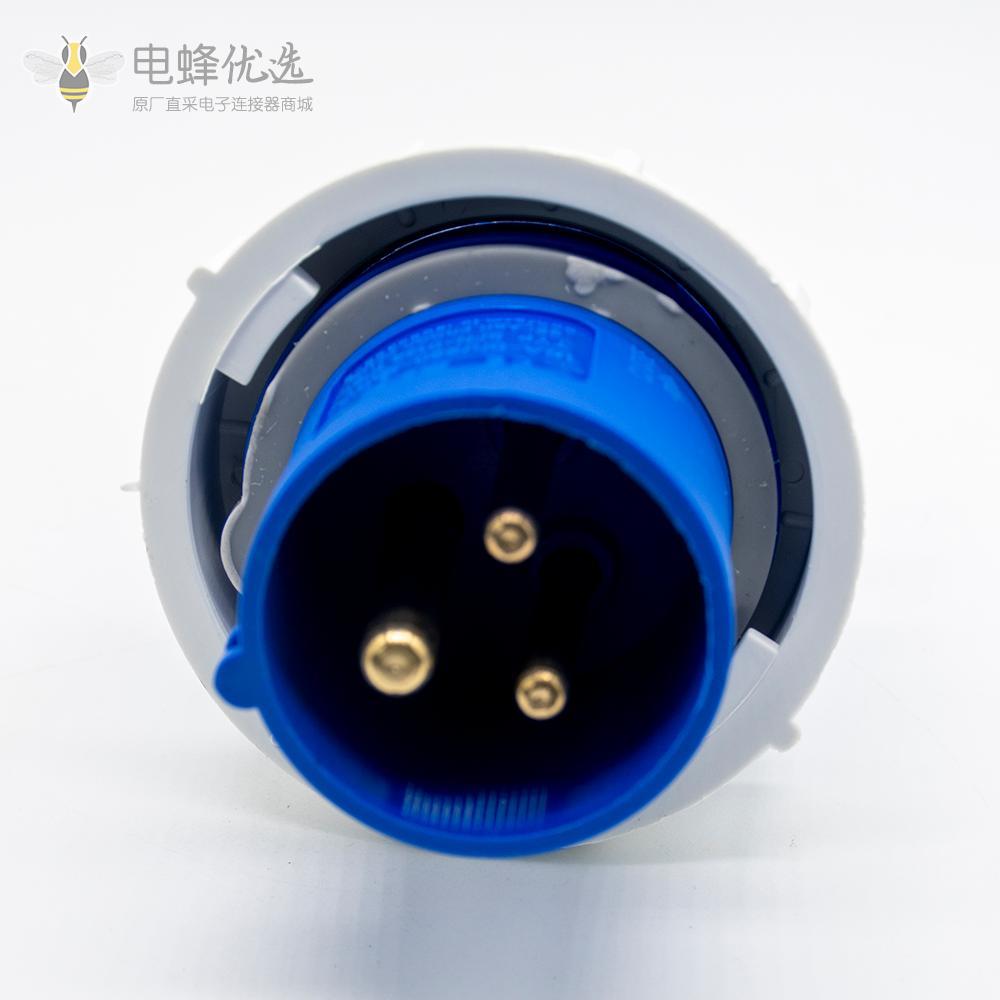 CEE防水蓝色 16A 3芯两相IP44工业插头